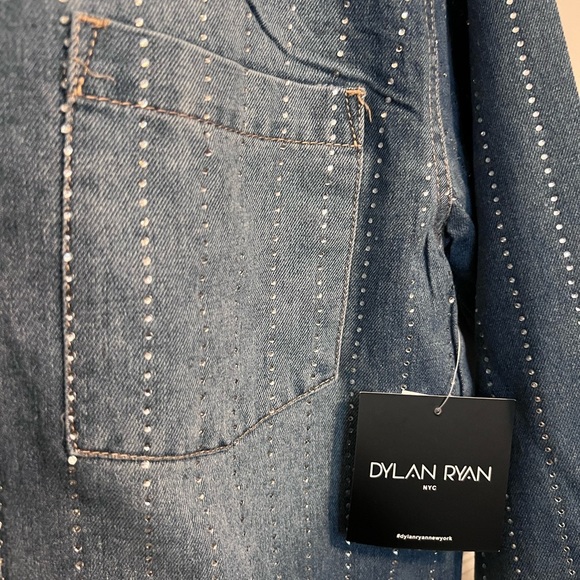 Dylan Ryan Boutique Cropped Bling Denim Shirt. Size M. - Picture 5 of 11